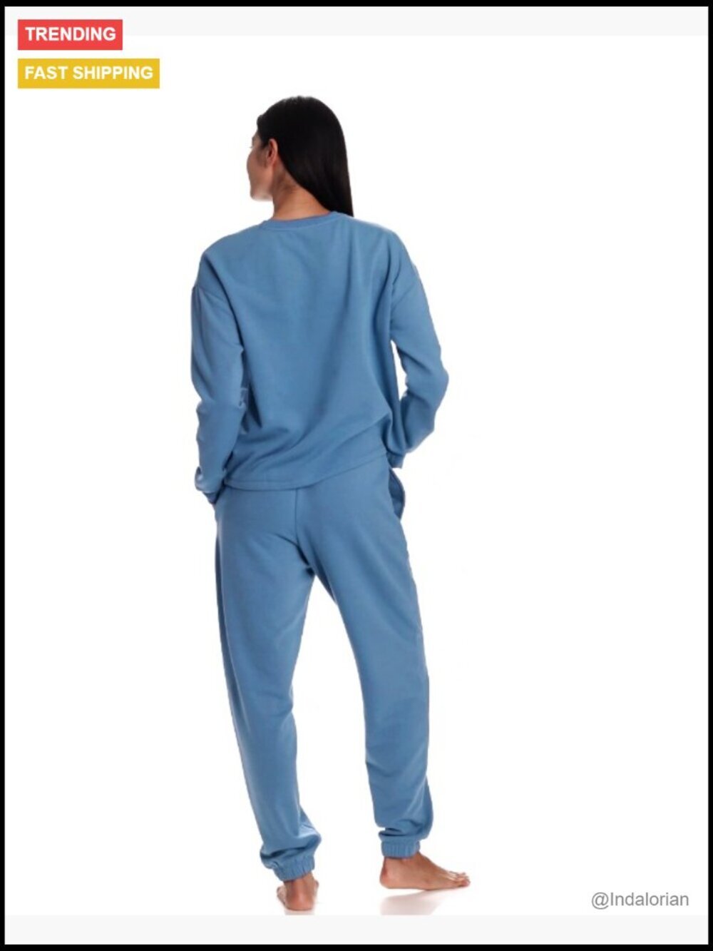 Fleece-Backed Jersey Lounge Set with Sweatshirt and Joggers - Picture 7 of 7